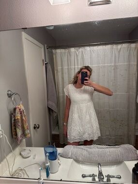 White mini eyelet dress